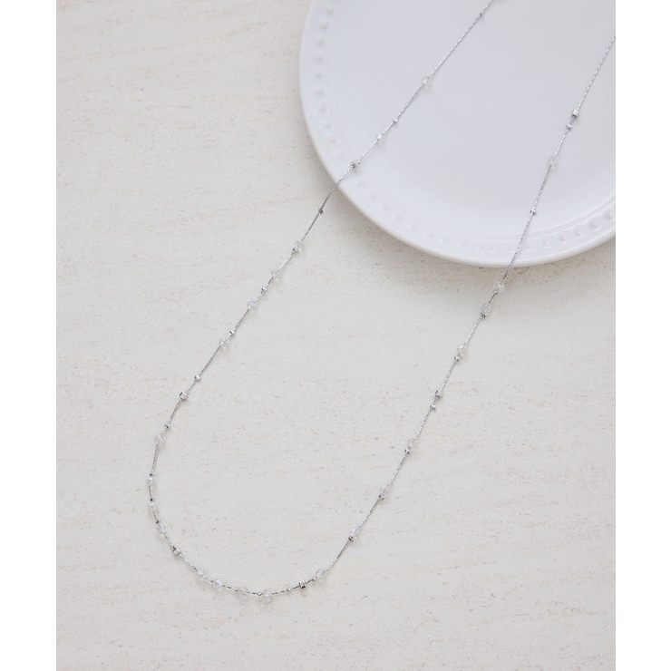 シルバー(93) | 飛ばしクリアビーズミディアムネックレス | ROPE' PICNIC