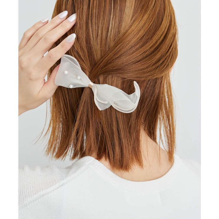 キナリ(16) | パール付きオーガンジーリボンヘアクリップ | ROPE' PICNIC