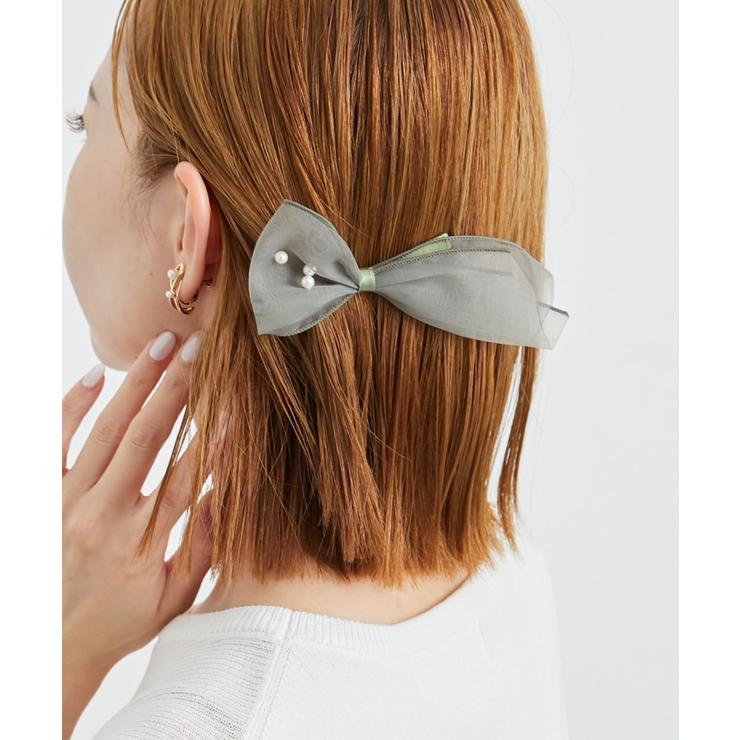 グリーン系(35) | パール付きオーガンジーリボンヘアクリップ | ROPE' PICNIC