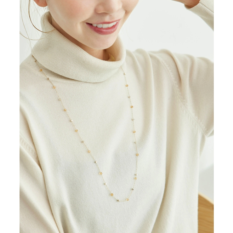 飛ばしスクエアビーズロングネックレス | ROPE' PICNIC | 詳細画像1 