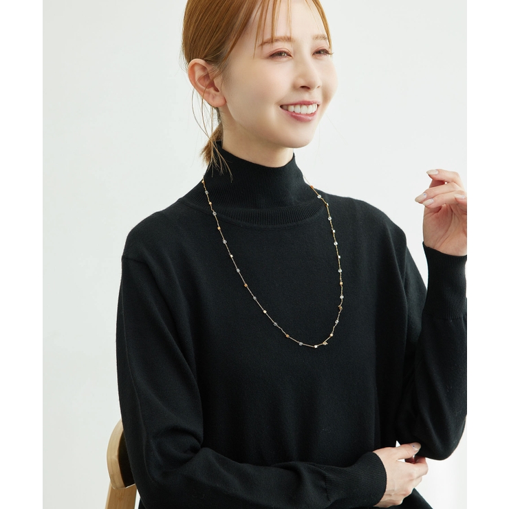 ホワイト(10) | 飛ばしスクエアビーズロングネックレス | ROPE' PICNIC