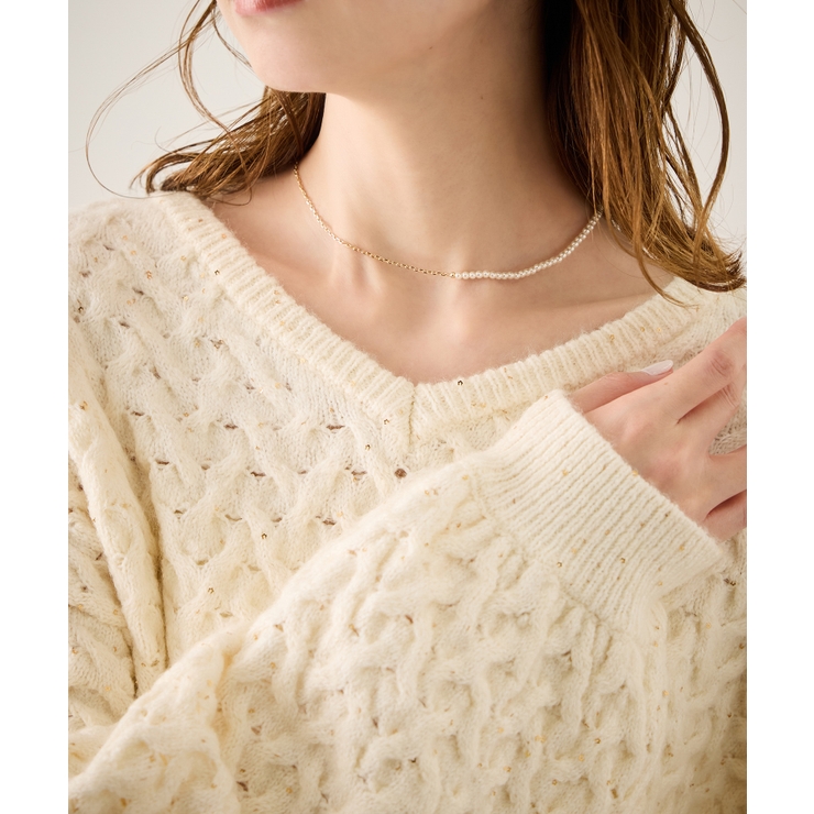 チェーン×パールショートスライドネックレス | ROPE' PICNIC | 詳細画像2 