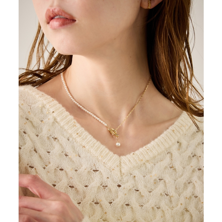 チェーン×パールショートスライドネックレス | ROPE' PICNIC | 詳細画像3 