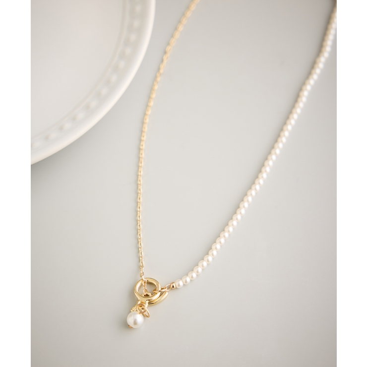 ゴールド(90) | チェーン×パールショートスライドネックレス | ROPE' PICNIC