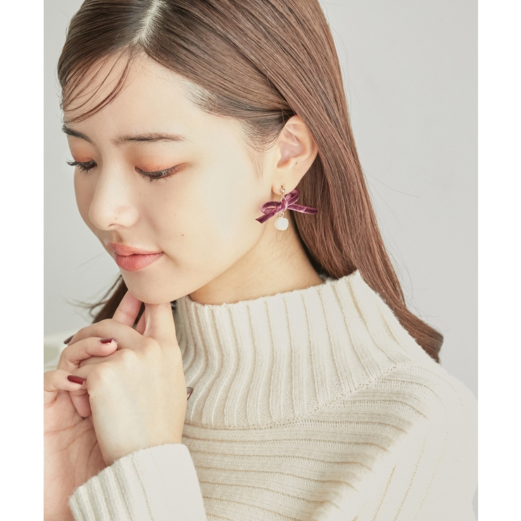 ベロアリボン×淡水パールピアス | ROPE' PICNIC | 詳細画像5 