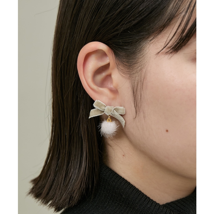 ベルベットリボン×シャギーボールプチピアス | ROPE' PICNIC | 詳細画像3 