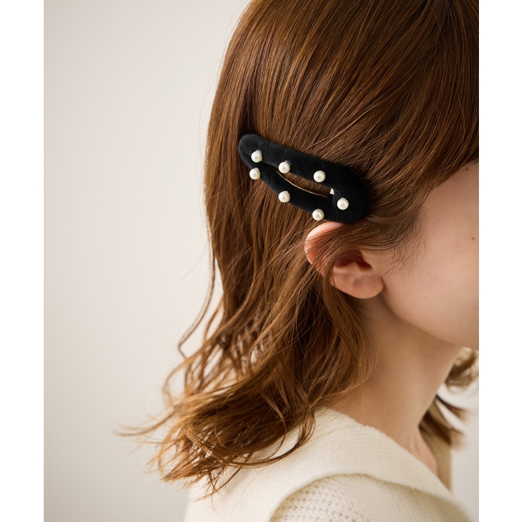ブラック(01) | パール付きベロアパテッドスリーピン | ROPE' PICNIC