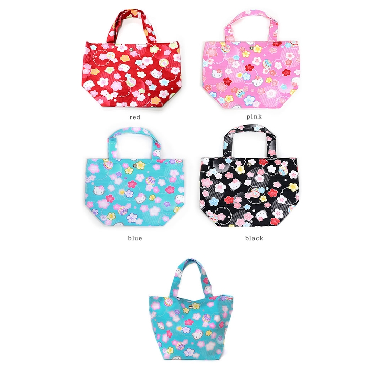 ハローキティ ランチバッグ ミニトートバッグ 和柄 赤 ピンク 黒 水 | kimonocafe | 詳細画像2 