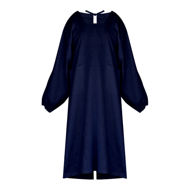 洋服でも着物でも使えるリネンのロング割烹着 無地 麻 | kimonocafe | 詳細画像10 