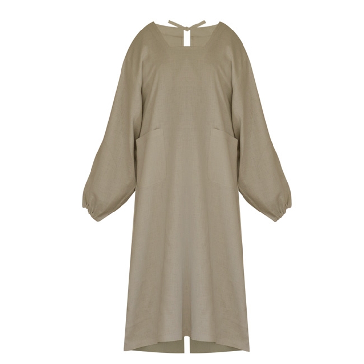 洋服でも着物でも使えるリネンのロング割烹着 無地 麻 | kimonocafe | 詳細画像13 