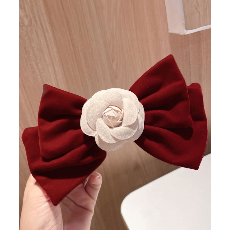 ベロアリボンカメリアヘアバレッタ 小物 雑貨[品番：IK000007791
