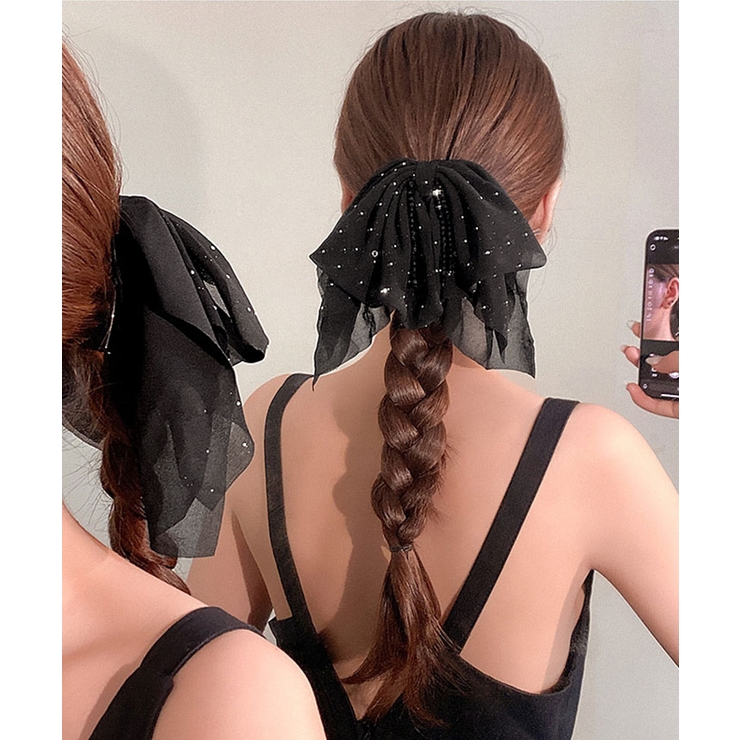 シフォンリボンバンスクリップ ヘアクリップ バンスクリップ | kirakiraShop  | 詳細画像2 
