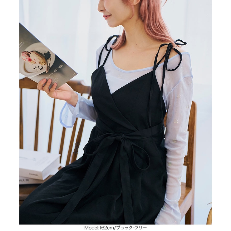 ブラック | ショルダーリボンカシュクールエプロン エプロン ショルダーリボン | KOBE LETTUCE