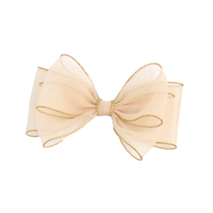 ベージュ×チュールリボン | リボンヘアアクセサリー 子供服 キッズ 女の子 秋 冬 小物 韓国子供服 | 子供服Bee