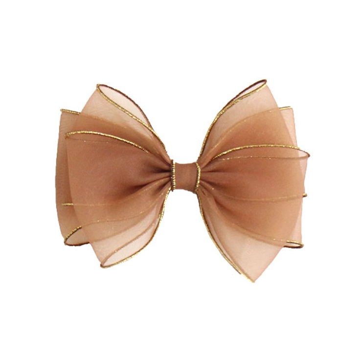 ブラウン×チュールリボン | リボンヘアアクセサリー 子供服 キッズ 女の子 秋 冬 小物 韓国子供服 | 子供服Bee