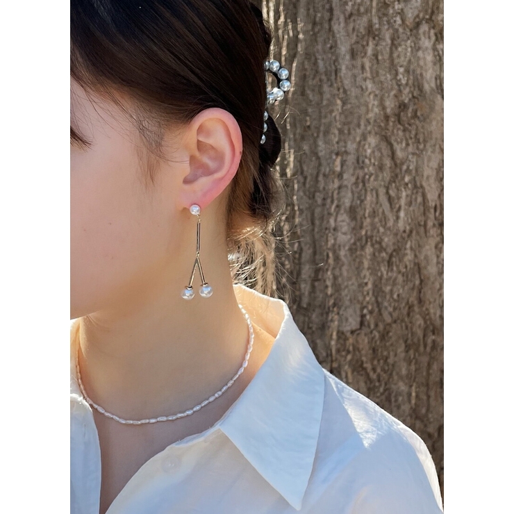 パール ドロップ ピアス韓国 | lattencos | 詳細画像1 