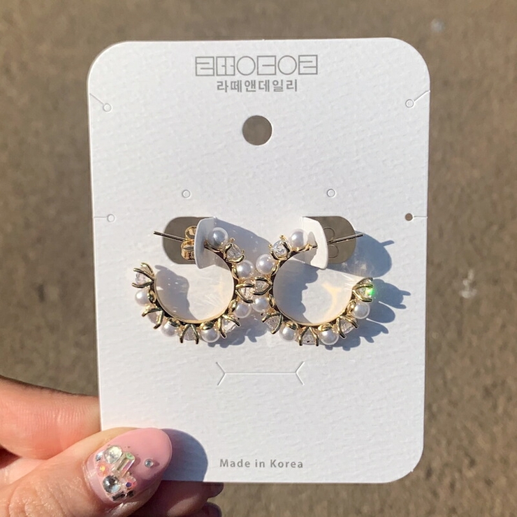 ゴールド | パール サークル ピアス韓国 | lattencos