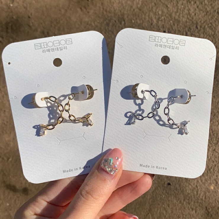 キュービック チェーン ピアス | lattencos | 詳細画像1 