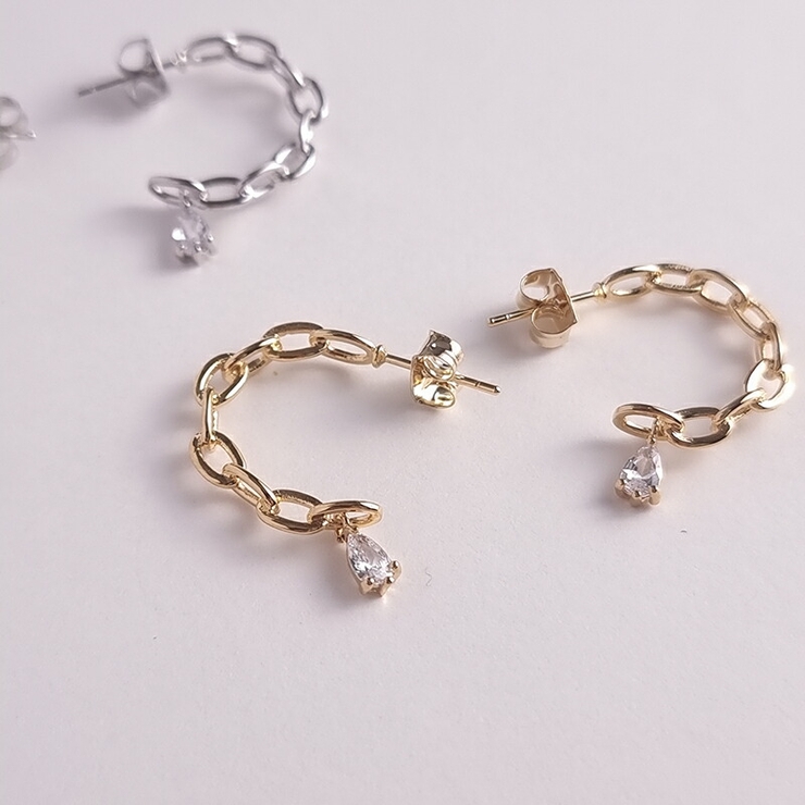 キュービック チェーン ピアス | lattencos | 詳細画像6 