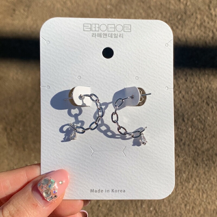 シルバー | キュービック チェーン ピアス | lattencos