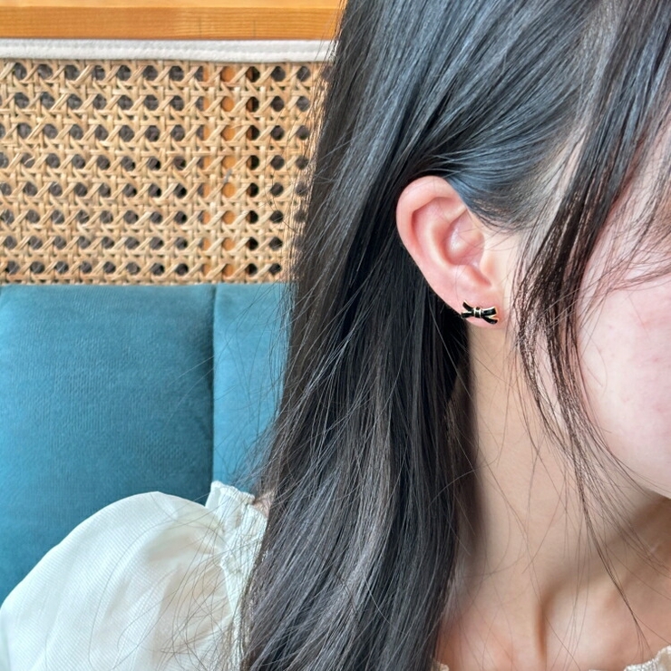 リボンパールピアス 韓国アクセサリー | lattencos | 詳細画像4 