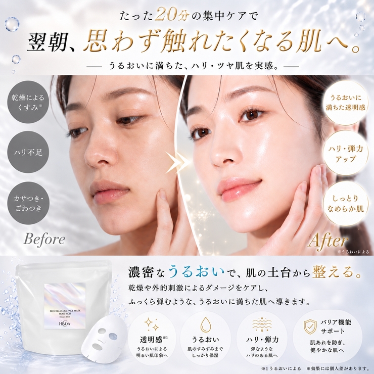 HADA℃バイオセルロースフェイスマスク モアリッチ【10枚入り】 | HADA℃ | 詳細画像6 