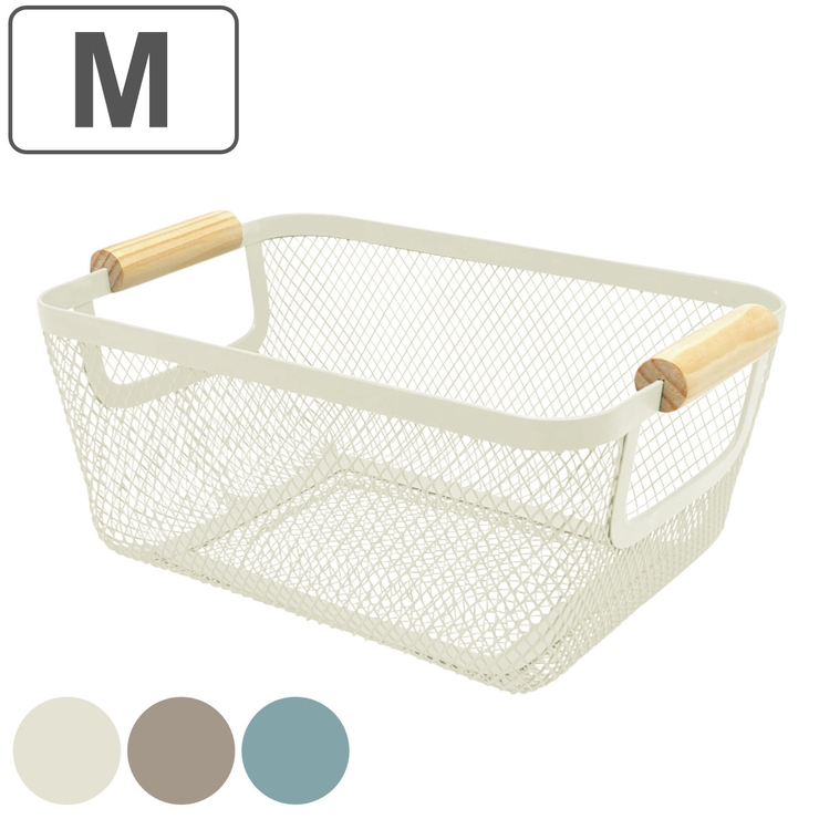 ✳︎８eight✳︎【バスケットメッシュバングル】 ウッドハンドルメッシュバスケット M リーニエ[品番：KRFH0027674