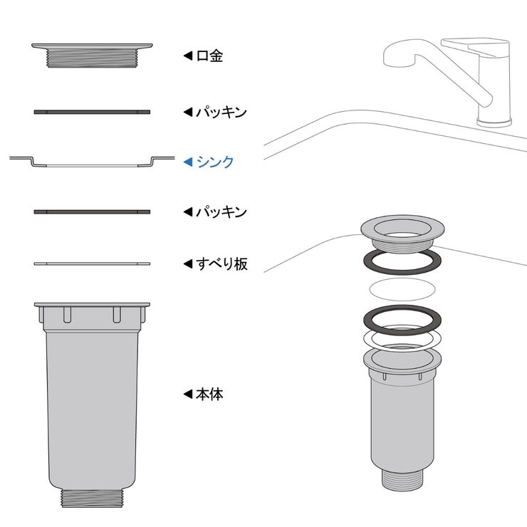 排水口トラップ 小型排水トラップセット ミニキッチン用 | livingut | 詳細画像5 