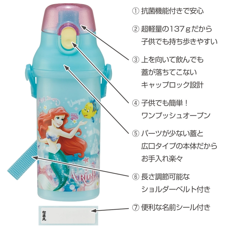 水筒 480ml 抗菌直飲プラボトル | livingut | 詳細画像2 