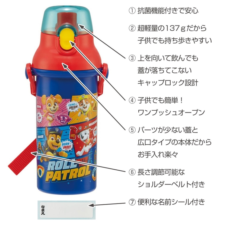 水筒 480ml 抗菌直飲プラボトル | livingut | 詳細画像2 