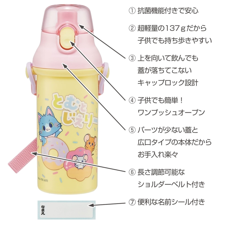 水筒 480ml 抗菌直飲プラボトル | livingut | 詳細画像2 