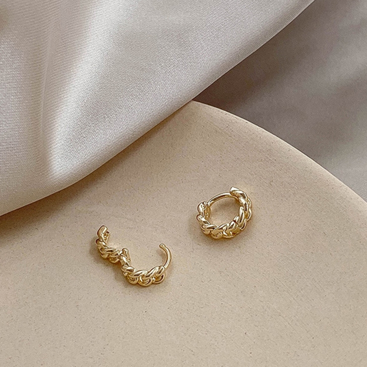 チェーンデザイン風フープピアス ゴールド ミニ[品番