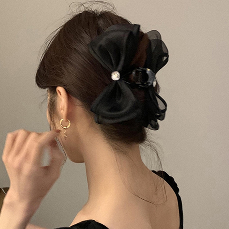 ヘアクリップ リボン ブラック[品番：ZI000008422]｜IRADOWL