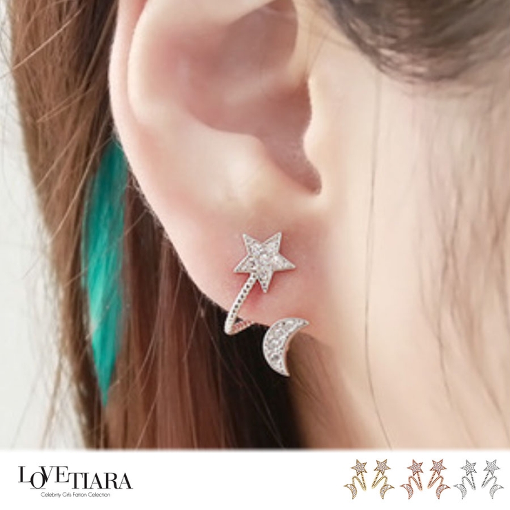 キラめく夜空の月×星ピアス[品番：LV000001672]｜LoveTiara（ラブティアラ）のレディース ファッション通販｜SHOPLIST（ショップリスト）