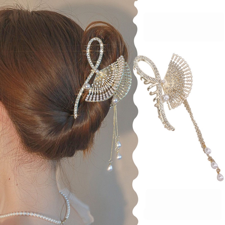 ゴールド | ヘアクリップ ゆらゆらチェーン付き 髪留め | LTL