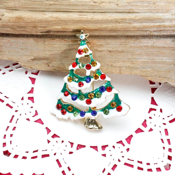 クリスマス 雪の積もったツリーのブローチ | lunolumo | 詳細画像1 