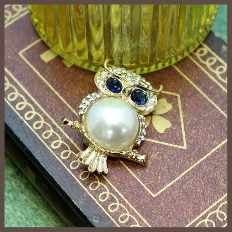 ぷっくりパールのふくろうブローチ | lunolumo | 詳細画像1 