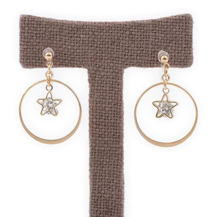 キュービックジルコニアと星のノンホールピアス イヤリング | lunolumo | 詳細画像3 