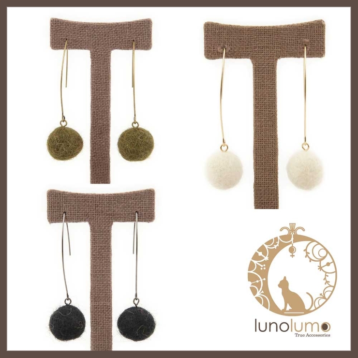 SALE 羊毛フェルトのアメリカンフックピアス | lunolumo | 詳細画像1 