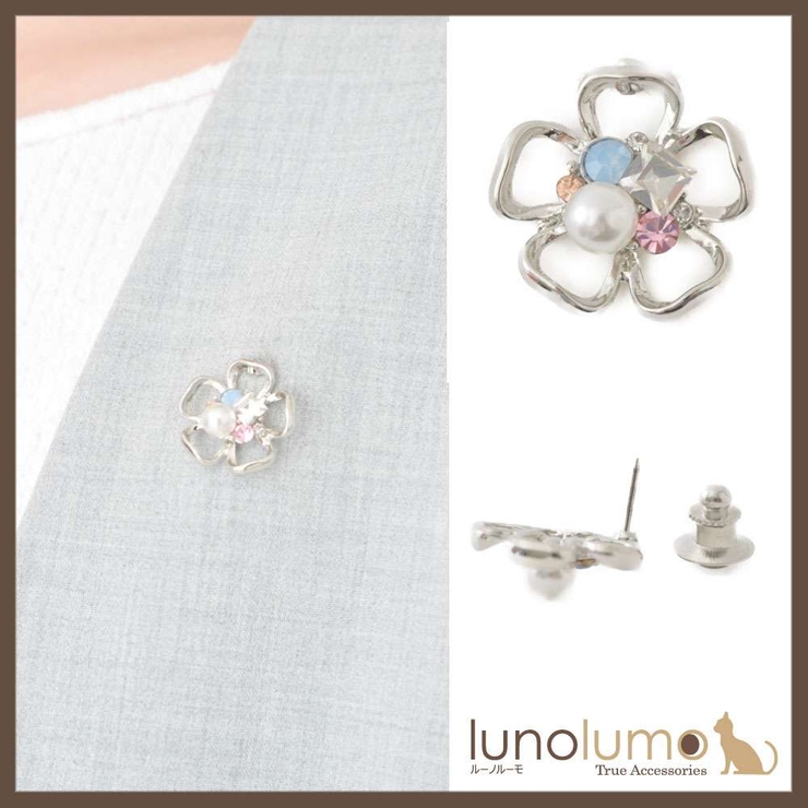 フラワーメタルのフェミニンピンブローチ ラペルピン | lunolumo | 詳細画像1 