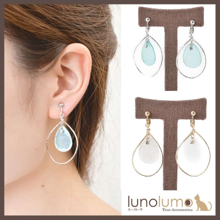 螺旋メタルとシェルの大ぶりイヤリング | lunolumo | 詳細画像1 