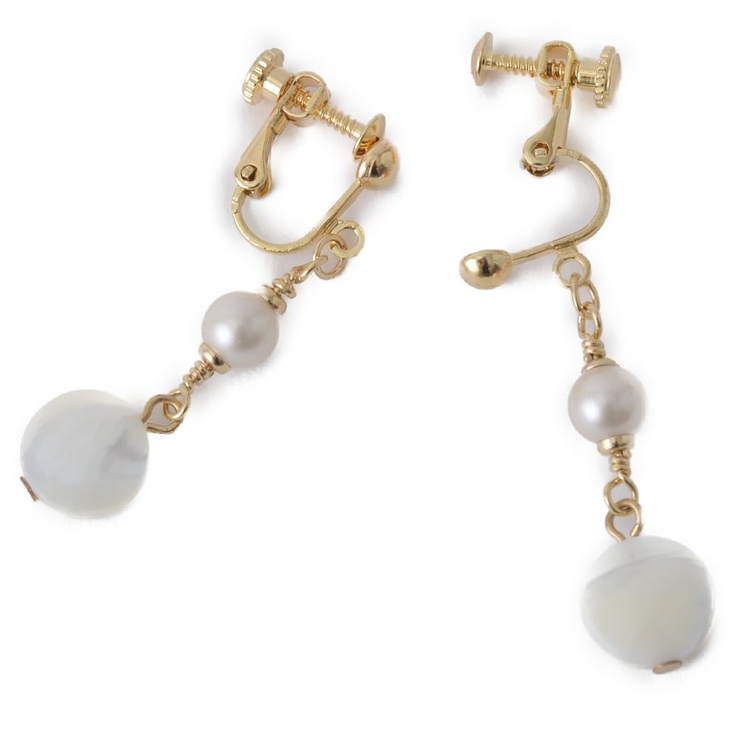 ラウンドシェルとパールのイヤリング | lunolumo | 詳細画像5 