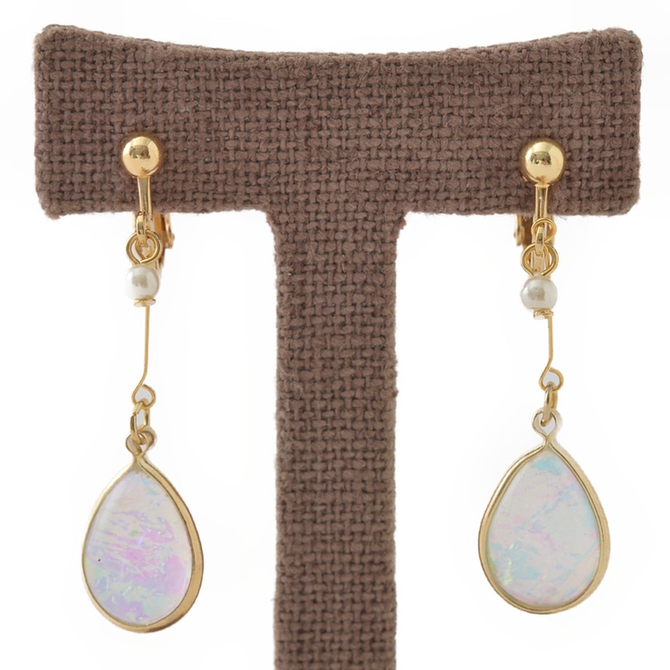 オパールカラーとメタルバーのドロップイヤリング | lunolumo | 詳細画像3 