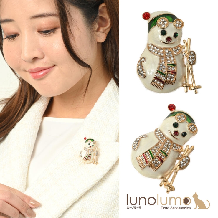 クリスマス ブローチ ゆきだるま | lunolumo | 詳細画像1 