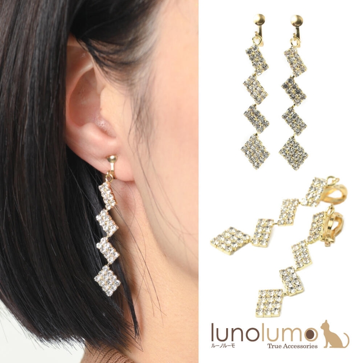 イヤリング レディース ラインストーン | lunolumo | 詳細画像1 