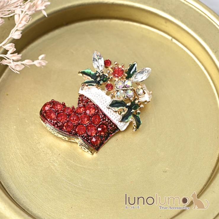 クリスマス ブローチ サンターブーツ | lunolumo | 詳細画像1 