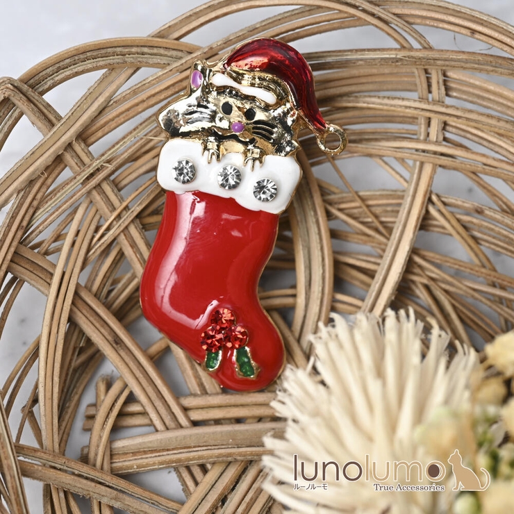 クリスマス ブローチ 猫 | lunolumo | 詳細画像1 