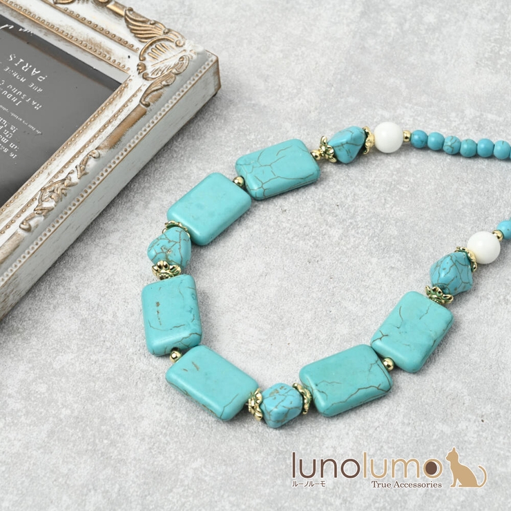 ネックレス レディース マグネサイトターコイズ | lunolumo | 詳細画像1 