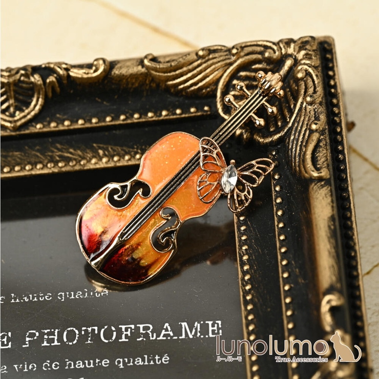 ブローチ レディース バイオリン 蝶 ちょうちょ 楽器 音楽 プレゼント BR | lunolumo | 詳細画像1 