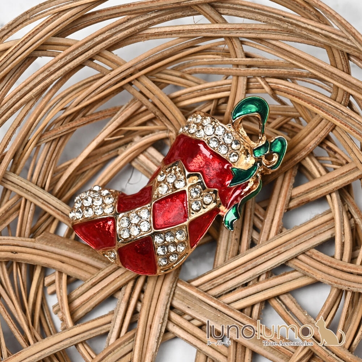 クリスマス ブローチ サンタブーツ | lunolumo | 詳細画像1 